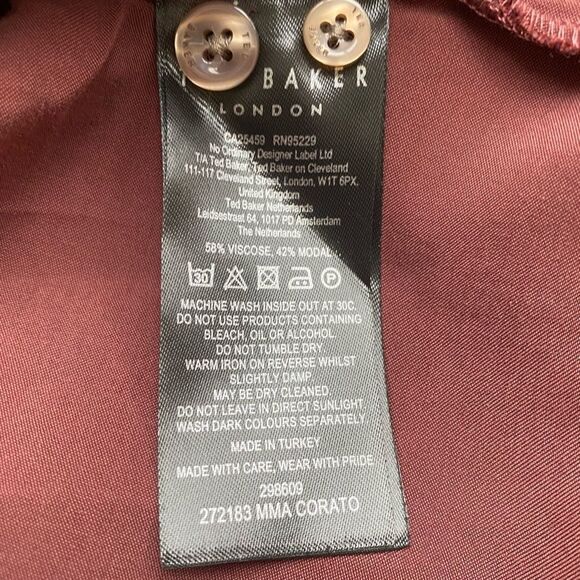 NWT New Ted Baker London Men’s LS Party Shirt Brown Satin Like Finish 2XL (6) - Picture 9 of 9